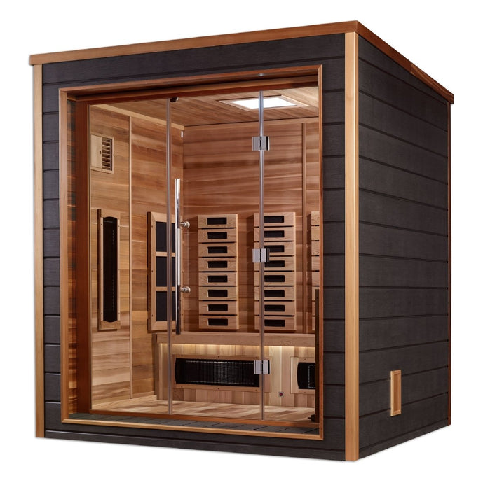 Golden Designs Visby 3 Person Hybrid (PureTech™ Full Spectrum IR or Traditional Stove) Outdoor Steam Sauna GDI-8223-01