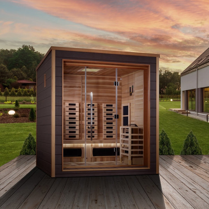 Golden Designs Visby 3 Person Hybrid (PureTech™ Full Spectrum IR or Traditional Stove) Outdoor Steam Sauna GDI-8223-01
