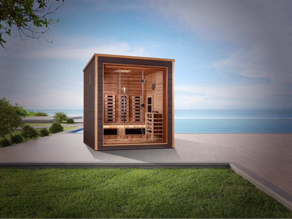 Golden Designs Visby 3 Person Hybrid (PureTech™ Full Spectrum IR or Traditional Stove) Outdoor Steam Sauna GDI-8223-01