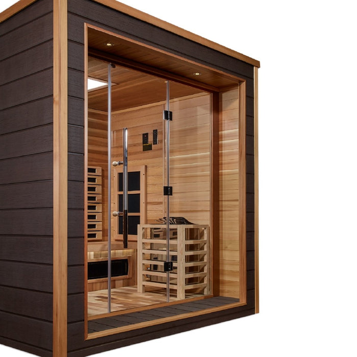 Golden Designs Visby 3 Person Hybrid (PureTech™ Full Spectrum IR or Traditional Stove) Outdoor Steam Sauna GDI-8223-01