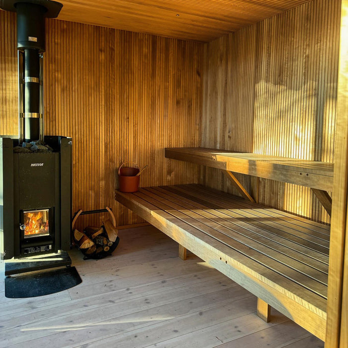 Harvia Linear 22 Greenflame ES Wood-Burning Sauna Stove w/ Water Tank