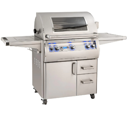 Fire Magic Echelon Diamond E660S 30-Inch Propane/Natural Gas Grill W/ One Infrared Burner, Side Burner, Magic View Window, Rotisserie, & Digital Thermometer - E660S-8L1P-62-W/E660S-8L1n-62-W