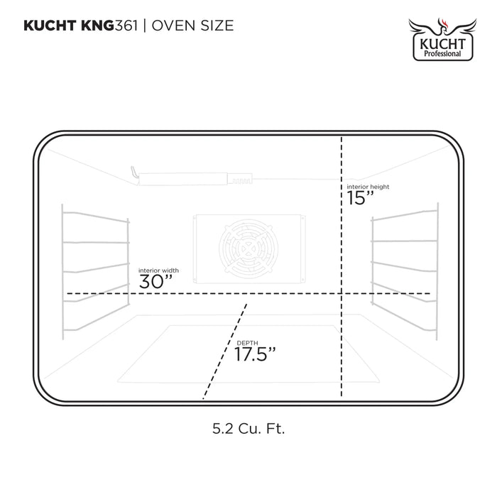 Kucht Horus 36-Inch Dual Fuel Range with 5.2 cu. ft. Electric Oven and 6 Gas Burners in Stainless Steel with Digital Thermostat (KXD36)