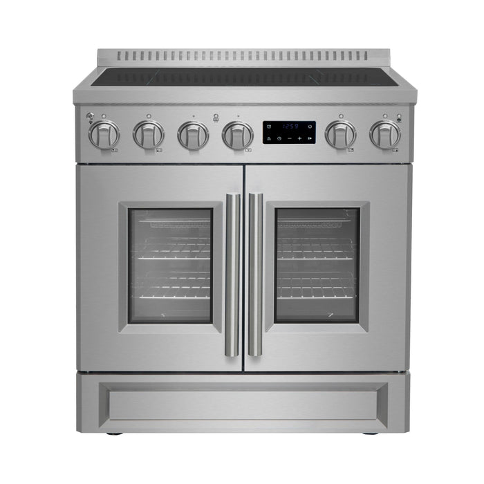 FORNO Torino 30" 4.32 cu. ft. French Door Induction Range with True Convection, Air Fry and Sous Vide in Stainless Steel 240V,  FFSIN0950-30