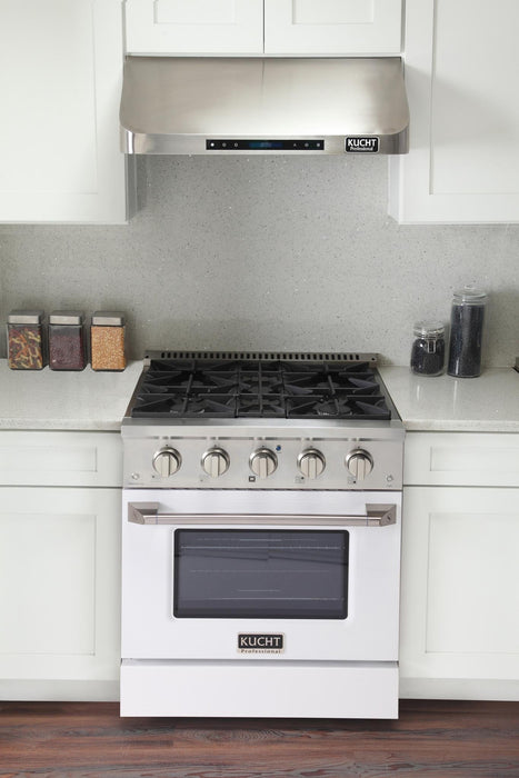 Kucht 30-Inch 4.2 Cu. Ft. Gas Range - Sealed Burners and Convection Oven in White (KNG301-W)