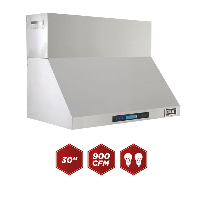 Kucht 30-Inch Wall Mounted Range Hood 900 CFM in Stainless Steel (KRH3021A)