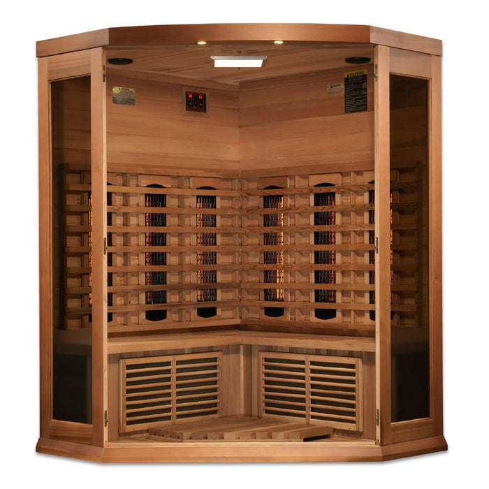 Maxxus 3 Person Corner Full Spectrum Near Zero EMF FAR Infrared Cedar Dry Sauna MX-M356-01-FS CED