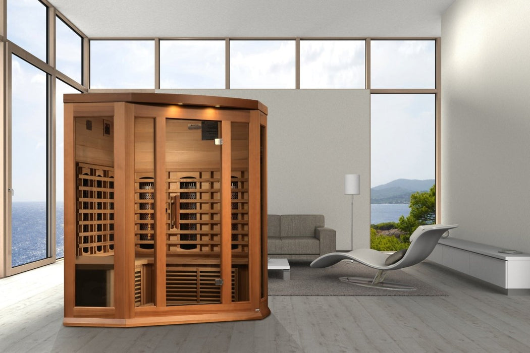 Maxxus 3 Person Corner Full Spectrum Near Zero EMF FAR Infrared Cedar Dry Sauna MX-M356-01-FS CED