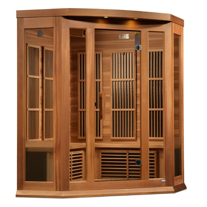Maxxus 3 Person Corner Near Zero EMF FAR Infrared Dry Sauna in Canadian Red Cedar MX-K356-01-ZF CED