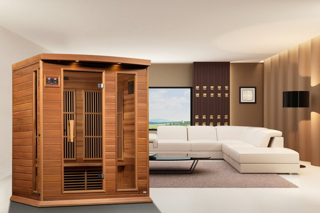 Maxxus 3 Person Low EMF FAR Infrared Dry Sauna in Canadian Red Cedar MX-K306-01 CED