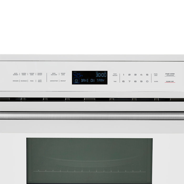 FORNO Espresso Oliena 30" 1.6 cu. ft. Built-In Microwave Oven in White with Silver Handles, FMWDR3093-30WHT