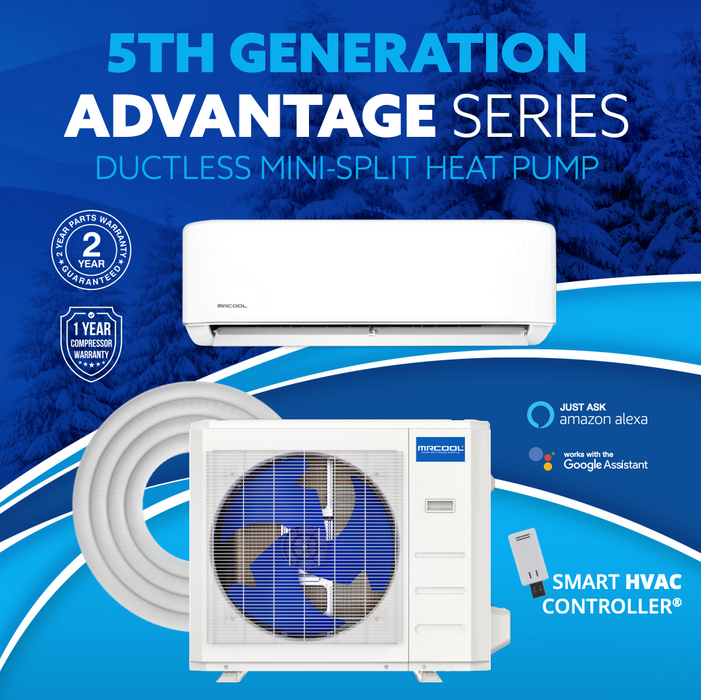 MRCOOL Advantage 5G 18,000 BTU 21.5 SEER2 Ductless Mini Split Air Conditioner and Heat Pump - 230V