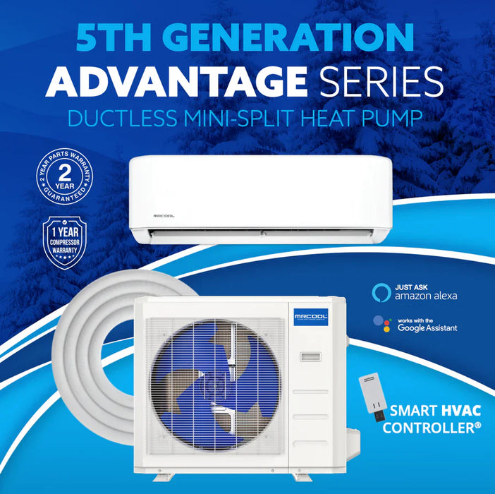 MRCOOL Advantage 5G 12,000 BTU 21.5 SEER2 Ductless Mini Split Air Conditioner and Heat Pump - 230V